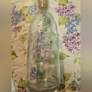 Vintage Absolutely Pure Milk Bottle 3D Cow Embossed Glass Italy